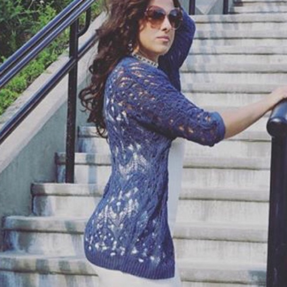 Gorgeous Crochet long cardigan| Navy blue